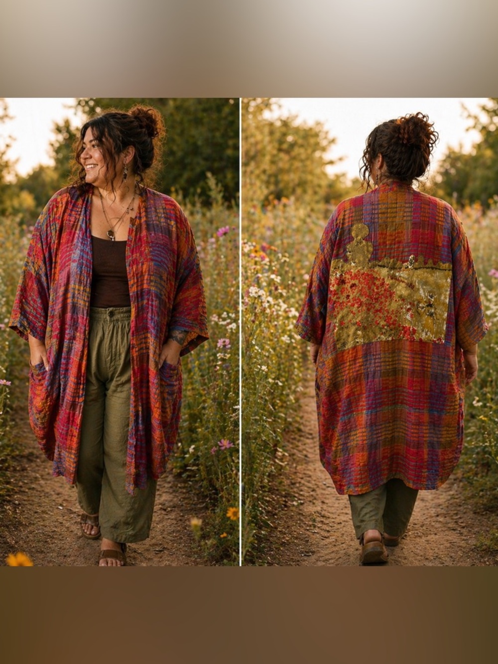 Bleu Blanc Rouge Italy Art Kimono Jacket Vintage Statement piece plus sized fit
